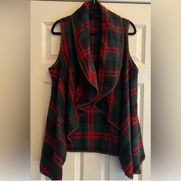 Peach Love California Plaid Waterfall Vest, size Large - Picture 2 of 7